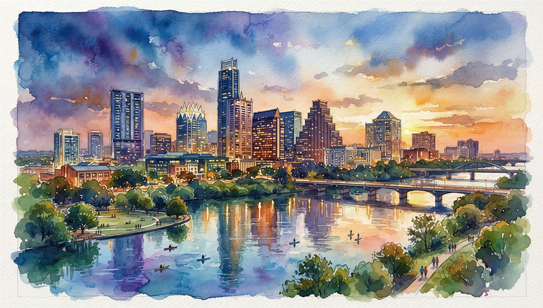 Austin skyline artwork shown in the Realty News Now app